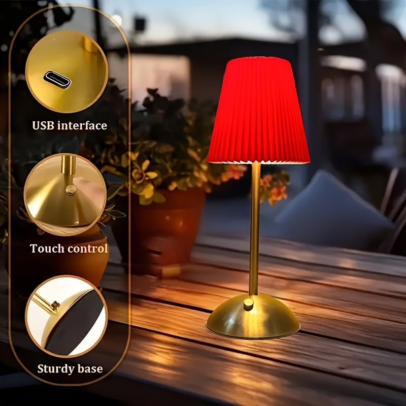 1pc\u002F2pcs LED Office Desk Lamp, Touch Control, 3 Color, USB Charging, 1600mAh Battery, Metal Base