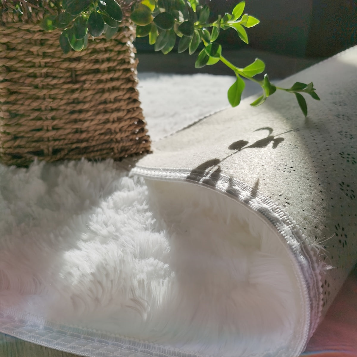 1pc Plush Area Mat - Fluffy Shaggy Soft Lightweight Durable 100% Polyester Mat for Bedroom, Living Room