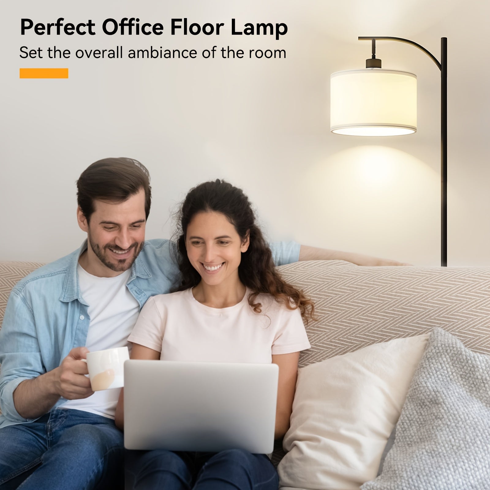 Modern Industrial Floor Lamp With Foot Wwitch - Polished Metal, Includes Beige Shade For Living Room