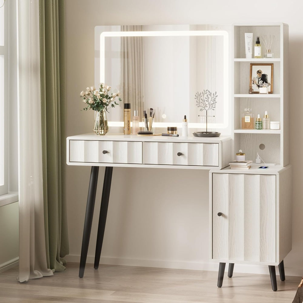 Elegant Wave Fluted Vanity Desk Dressing Table - 44\