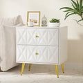 Nightstand, Nightstands with 2 Diamond Pattern Drawers, Modern End Table Side Table with Golden Handle & Legs