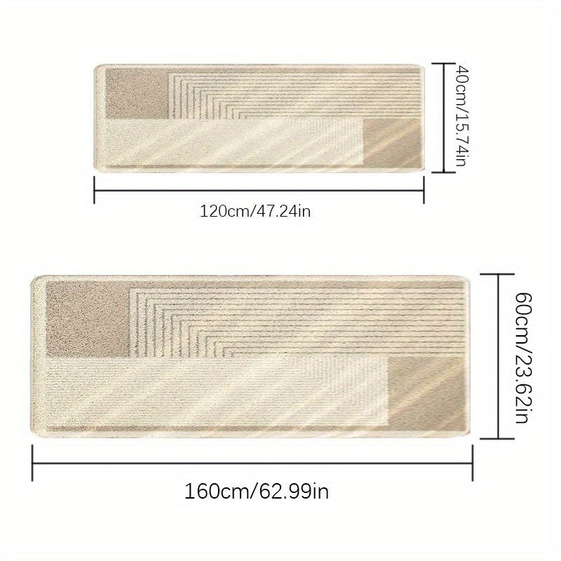 Soft Area Mat 100% Polyester Plush Soft Japanese-Inspired Cream Striped Area Mat