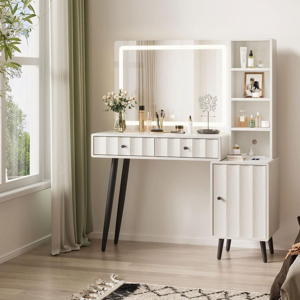 Elegant Wave Fluted Vanity Desk Dressing Table - 44\