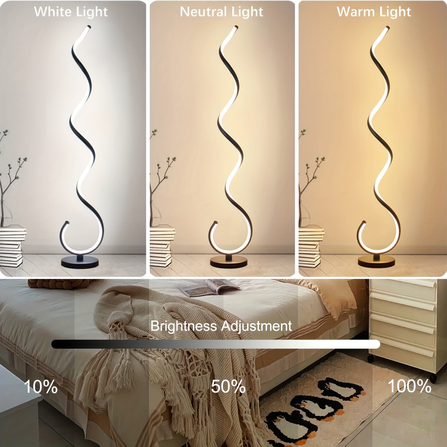 Modern Floor Lamp for Living Room, Bright Dimmable LED Standing Lamp with Remote Control & Foot Switch