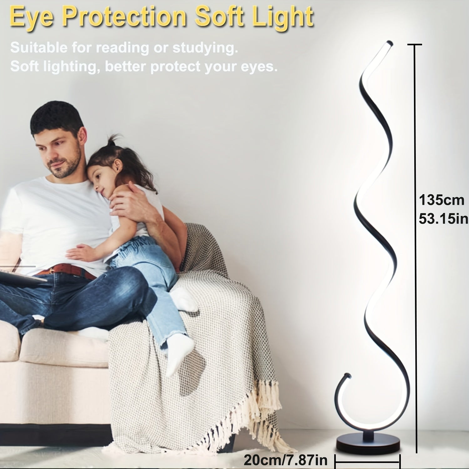 Modern Floor Lamp for Living Room, Bright Dimmable LED Standing Lamp with Remote Control & Foot Switch