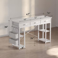 Makeup Vanity Desk With LED Lighted Mirror & Power Outlet, Vanity Table With Storage Cabinet