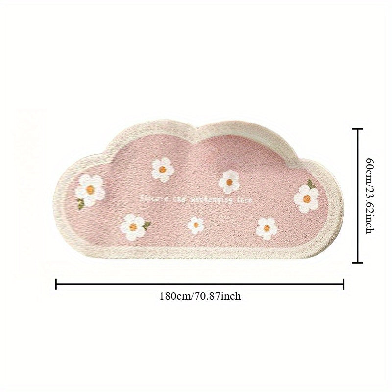 Tulip Cloud-Shaped Plush Soft Washable Thickened Irregular Non-Slip Floor Mat for Bedroom and Living Room Decor