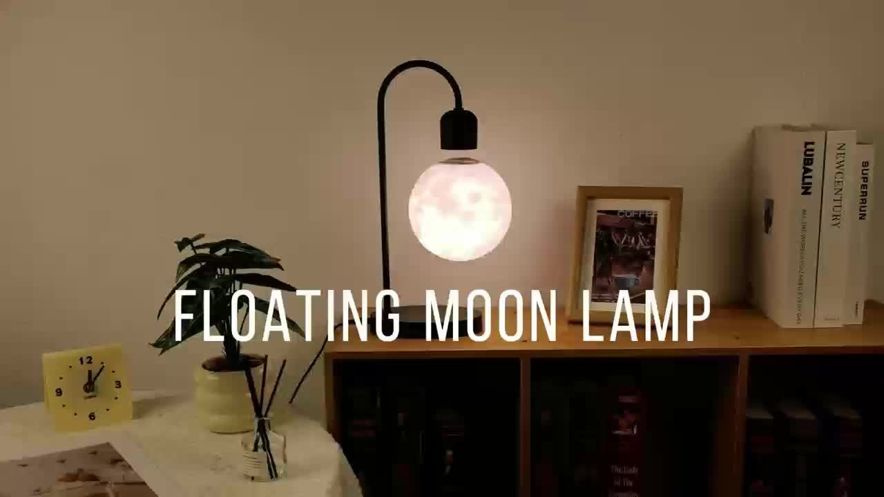 1pc Magnetic Floating Moon Lamp, Table Lamp, Desk Lamp, 15w Wireless Phone Charger, 3-color Adjustable