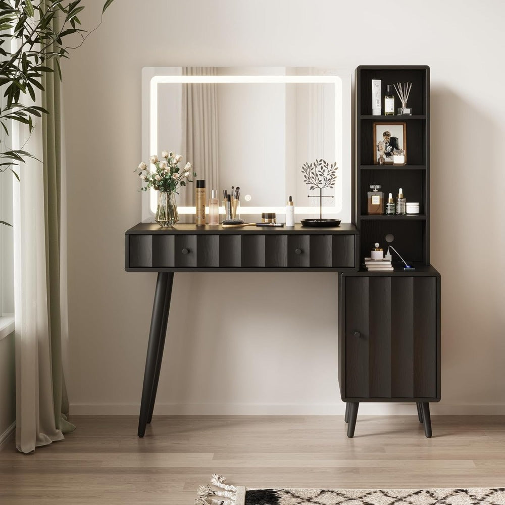 Elegant Wave Fluted Vanity Desk Dressing Table - 44\