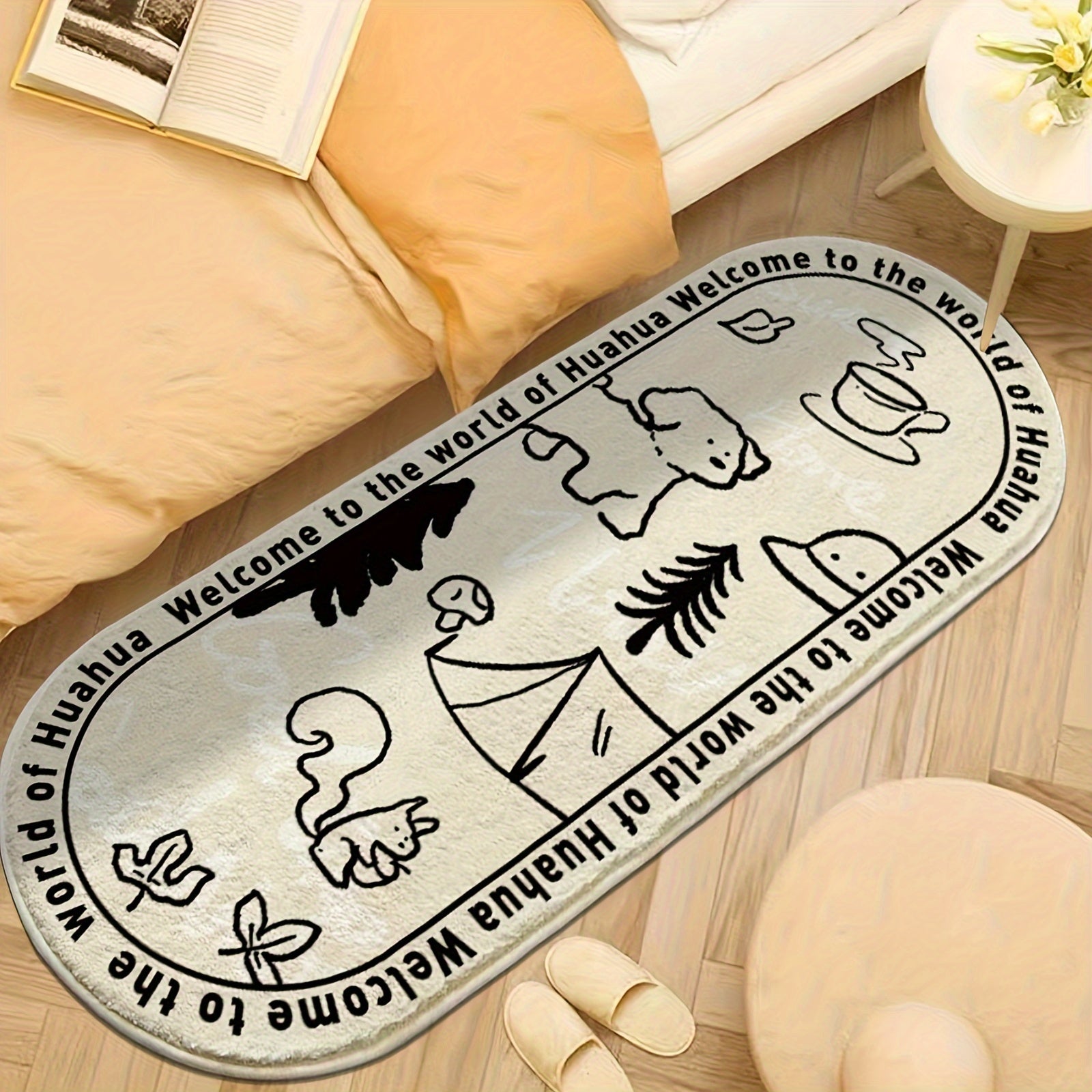 Non-slip Oval headboard rug | 1pc | plush | non-slip, soft | bedroom, living rooms and sofas | farmhouse home decor | aesthetic, minimalist